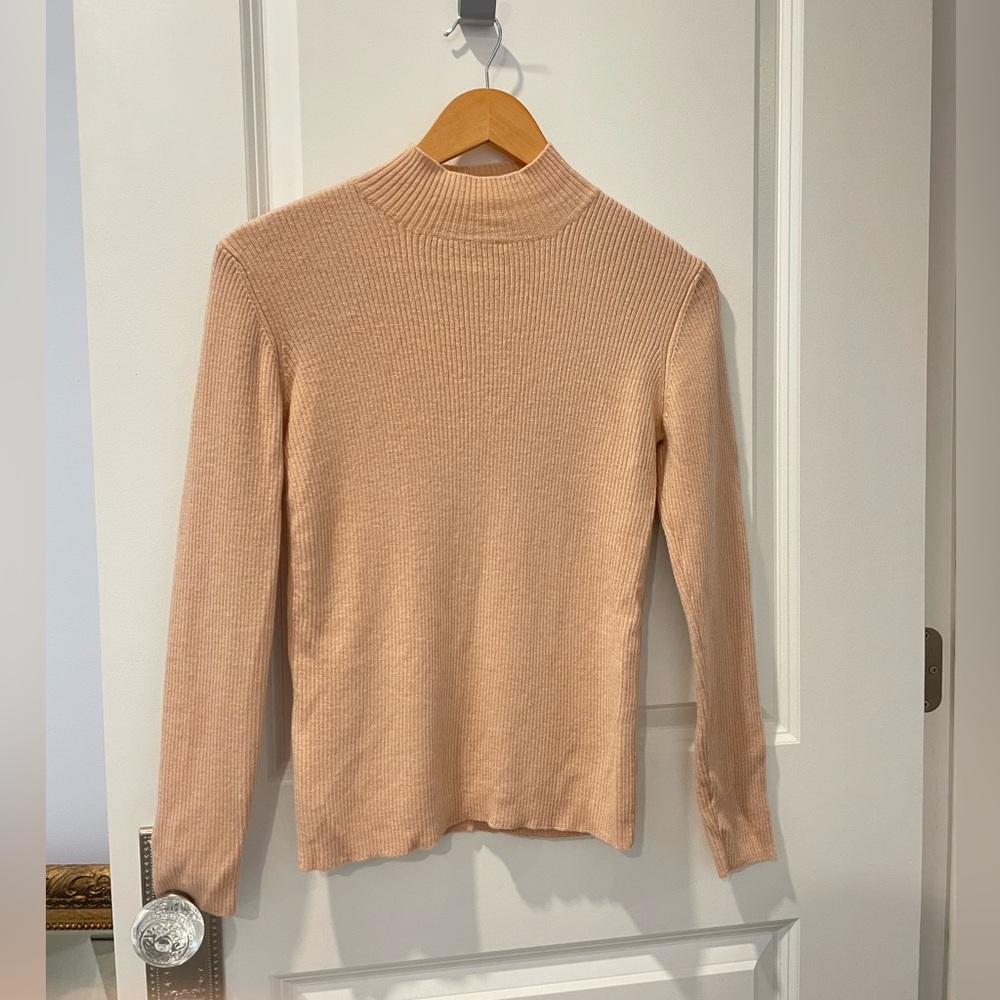 Vintage 100% Merino Wool Ann Taylor Long Sleeve Ribbed Mock Neck Sweater